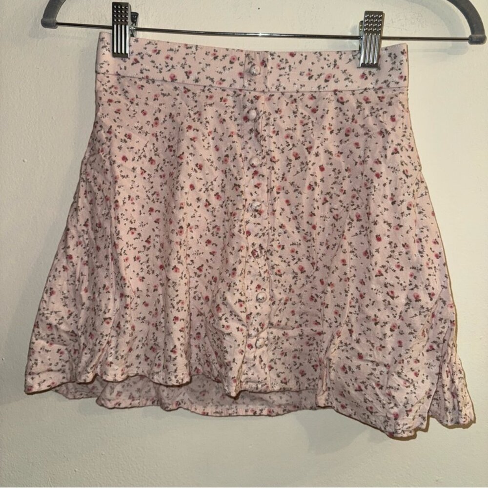Abercrombie Kids Youth Girls Pink Floral Mini Skirt with Buttons Size 9/10